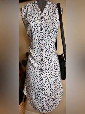 CAbi Camilla Button Down Sleeveless Leopard Print Shirt Dress XS